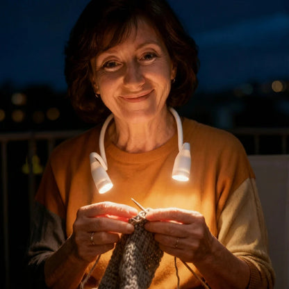 Uppladdningsbar Nacklampa för Stickning & Virkning – Handsfree LED-lampa med 3 Färgtemperaturer