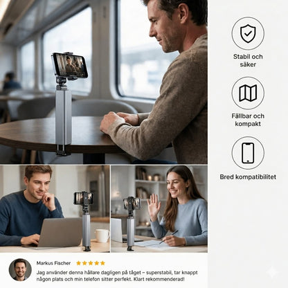 Vikbar och Justerbar Resemobilhållare – Kompakt Design