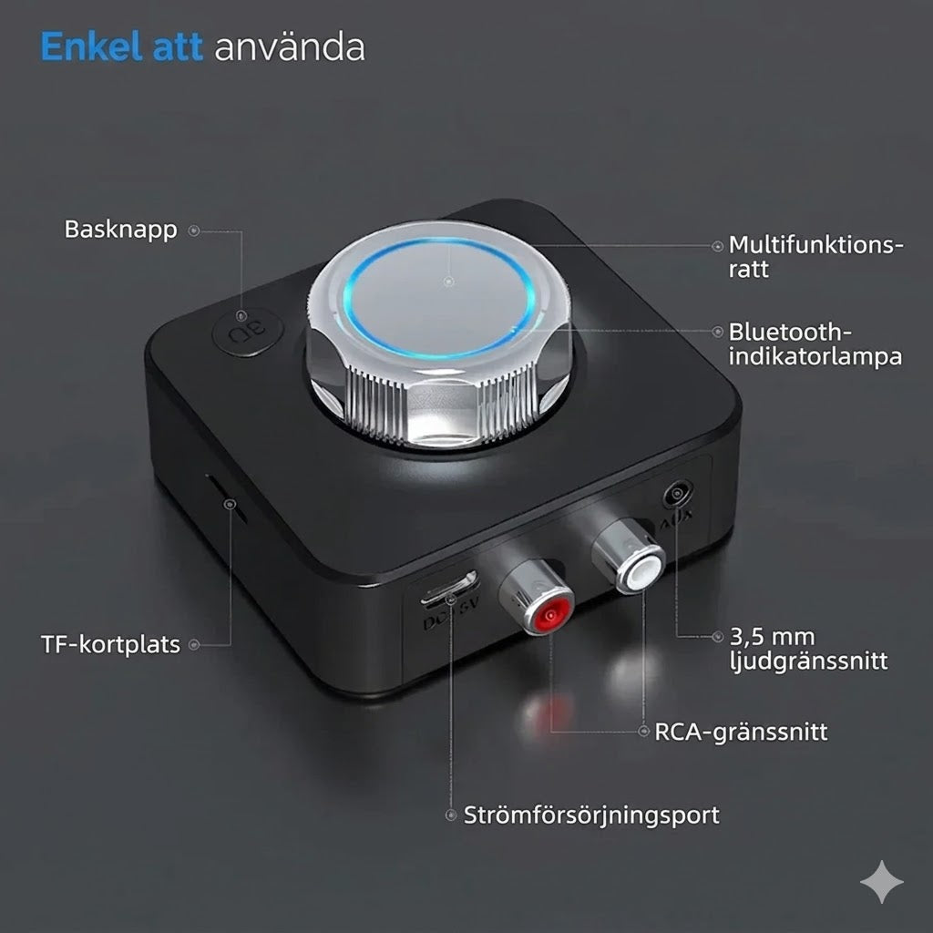 Trådlös Bluetooth 5.0 Audio RCA-mottagare – Modernisera ditt Hi-Fi-system