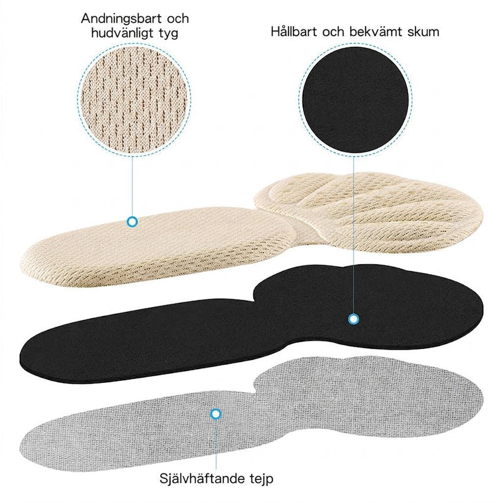 Klippbara Självhäftande Hälkuddar mot Skoskav (5-pack / 5 par)
