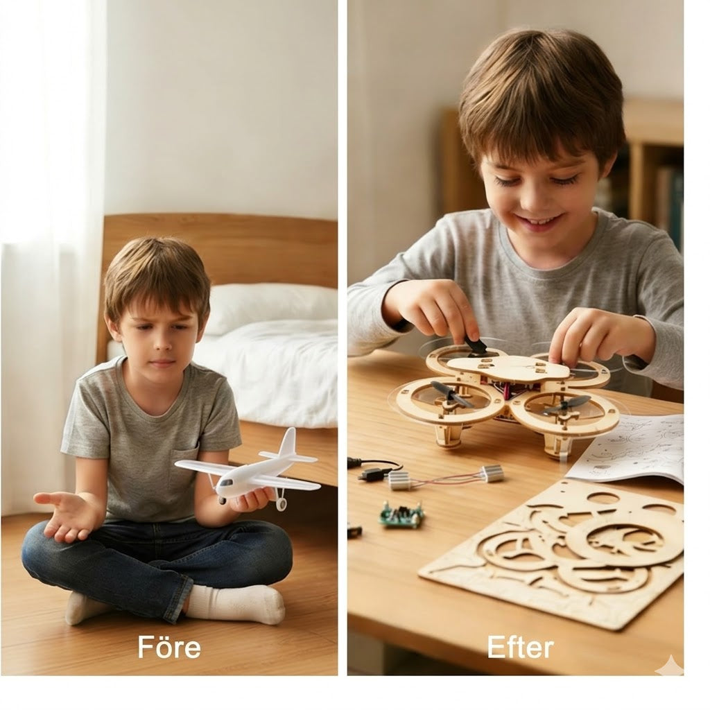 DIY Drönarkit i Trä för Barn – Komplett Monteringsset och STEM Leksak