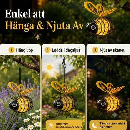 Hängande Solcellslampa med Bin – Dekorativ Trädgårdsbelysning