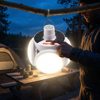 Solcellsriven & USB-laddningsbar Utomhuslampa (Klot)