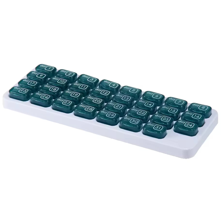 VigorCare™ 31-Dagars Pillerdosett | Månatlig Medicindosa med Avtagbara Fack