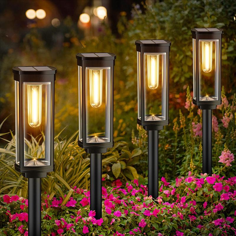 Solcellsdriven Trädgårdslampa med Glödtrådsdesign – Vattentät Belysning för Gångväg och Gräsmatta