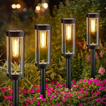 Solcellsdriven Trädgårdslampa med Glödtrådsdesign – Vattentät Belysning för Gångväg och Gräsmatta