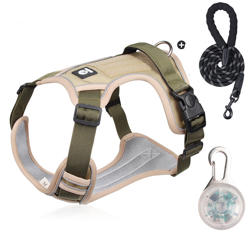 Antidrag-sele med Koppel & LED-halsband – Ergonomisk, Reflex & Perfekt för Nattpromenader
